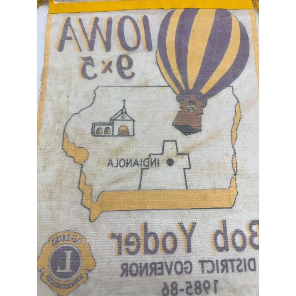 1985 / 1986 Lions Club International Banner Iowa Indianola Bob Yoder